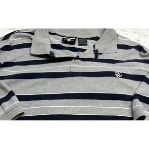 VTG Rocawear Polo Shirt XXXL Blue And Grey Stripe Y2K Embroidered Logo Striped